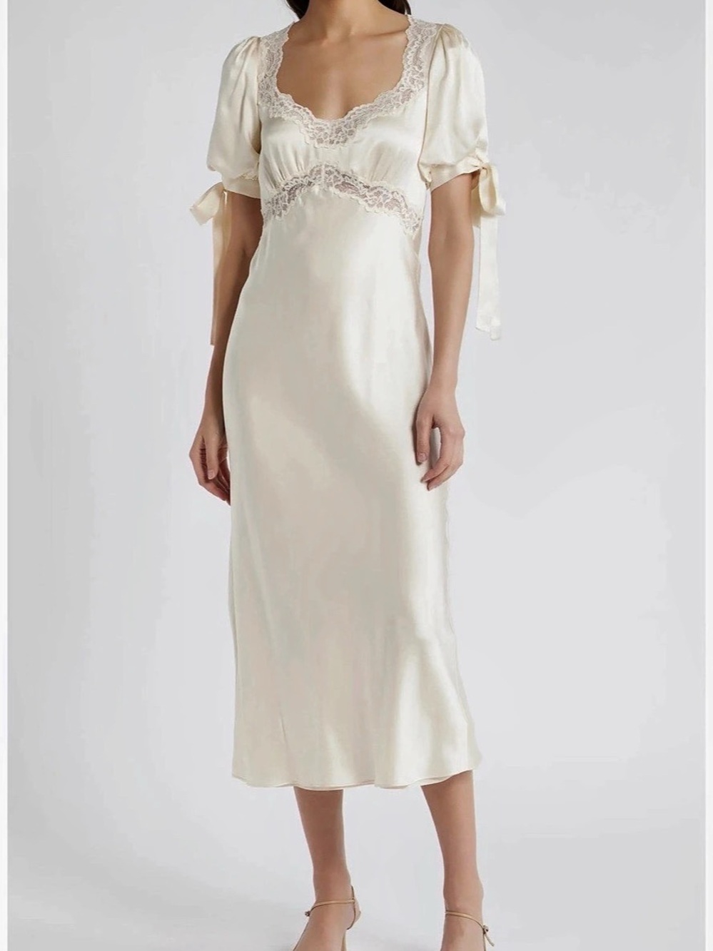 Reformation Lace Midi Dress in Cream Size Small